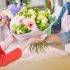 Pink flower arrangement in vase